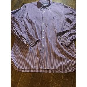 *Mens Ralph Lauren Blue Label Purple White Striped Button Shirt 18